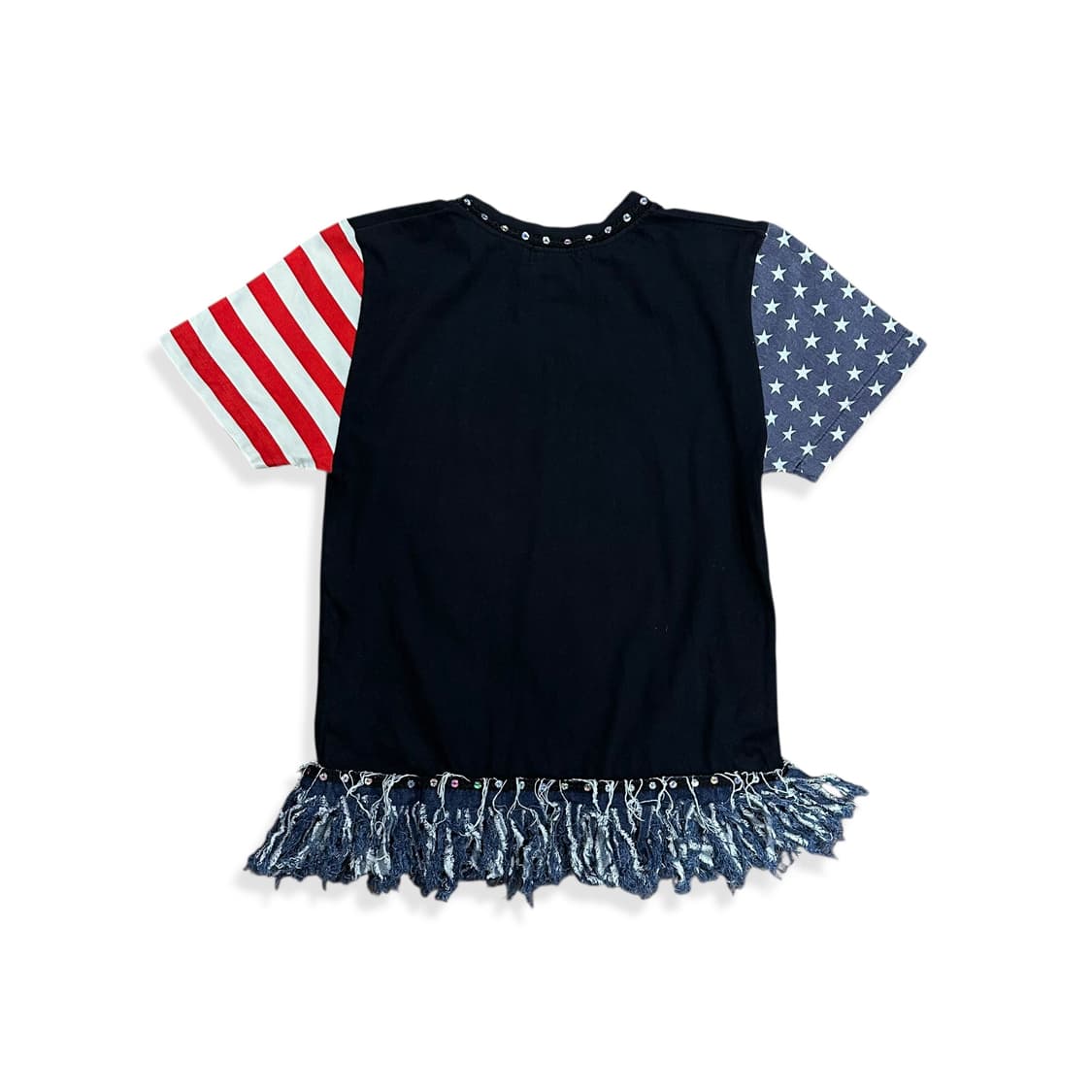 Denim Fringe American Flag T Shirt 상품이미지3