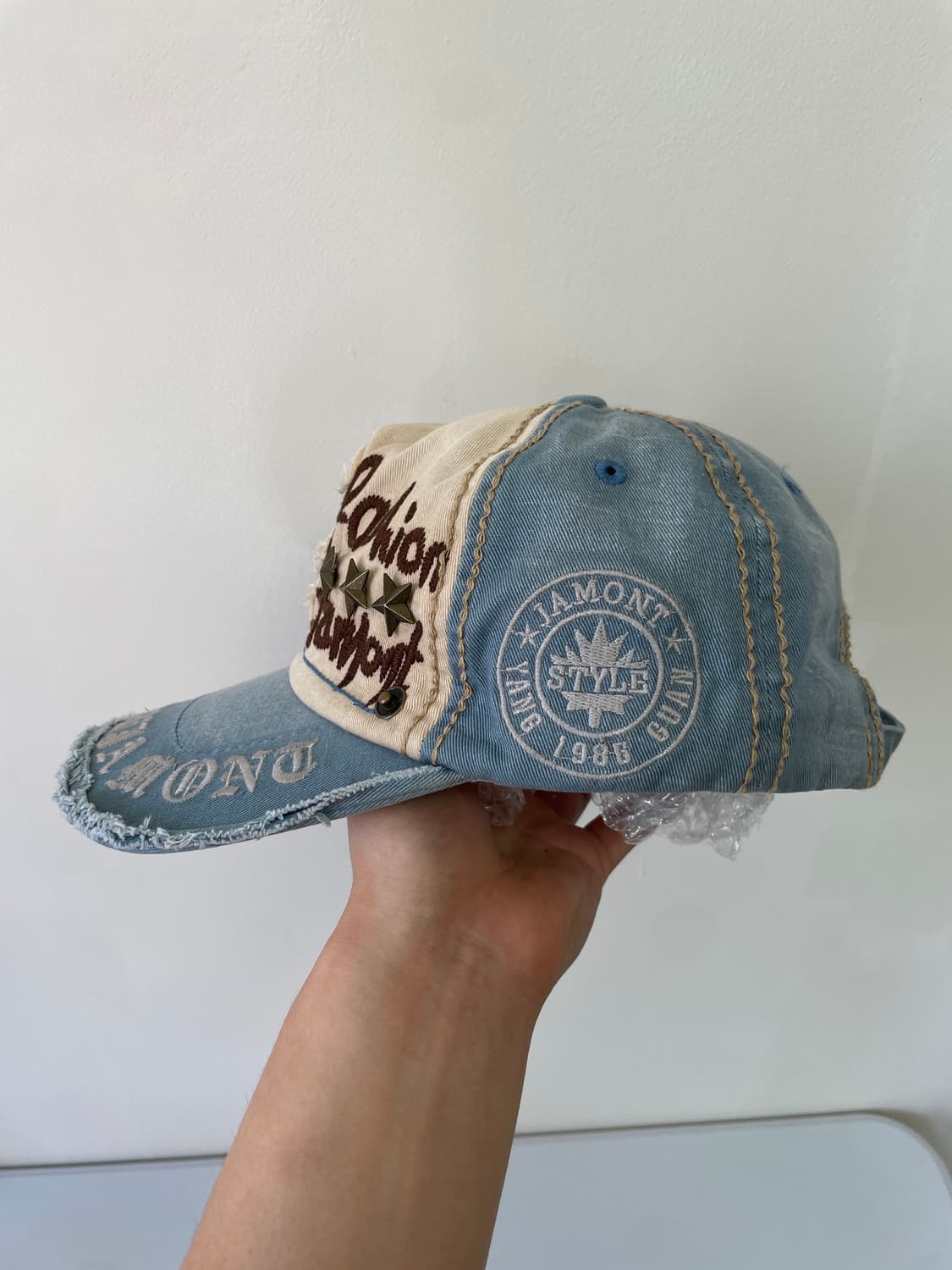 빈티지 y2k 디스트로이드 스터드 볼캡 상품이미지2