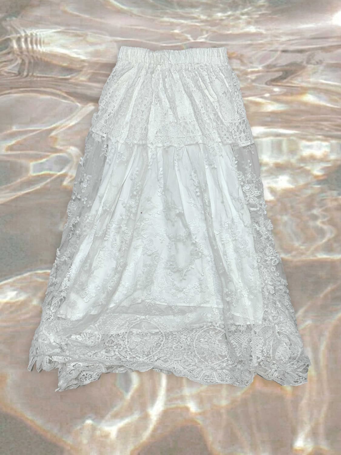 화이트 레이스 롱 스커트 상품이미지1