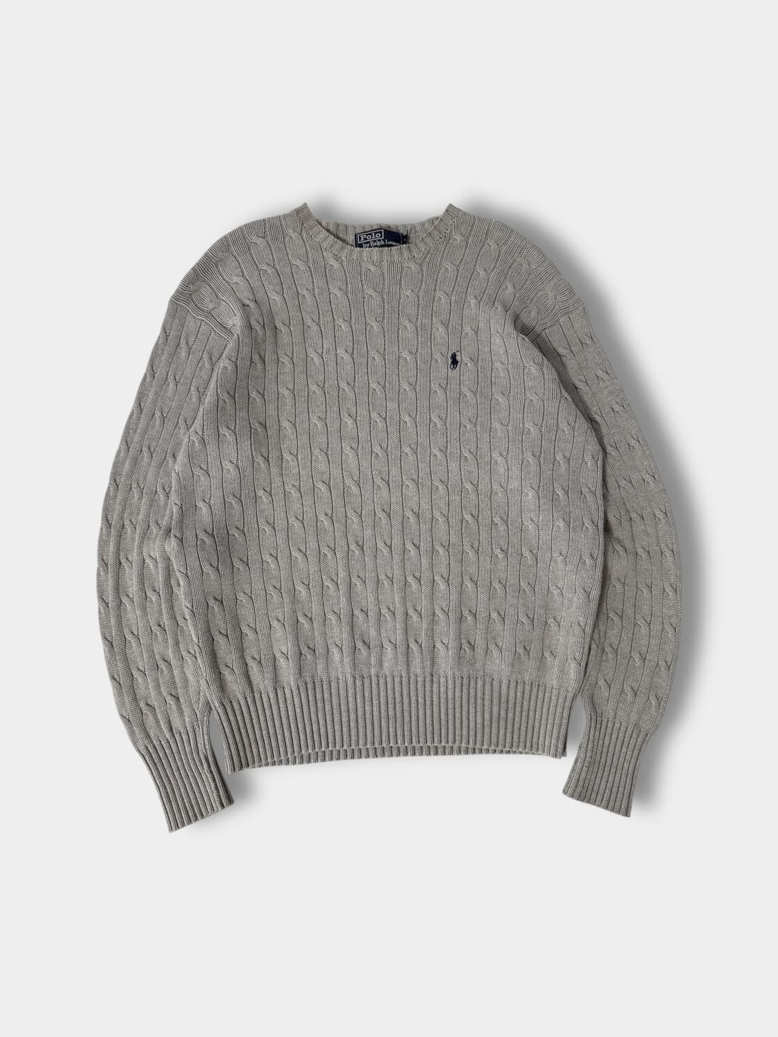 폴로 랄프로렌 90‘s 루즈핏 그레이 코튼 꽈배기 니트 상품이미지1