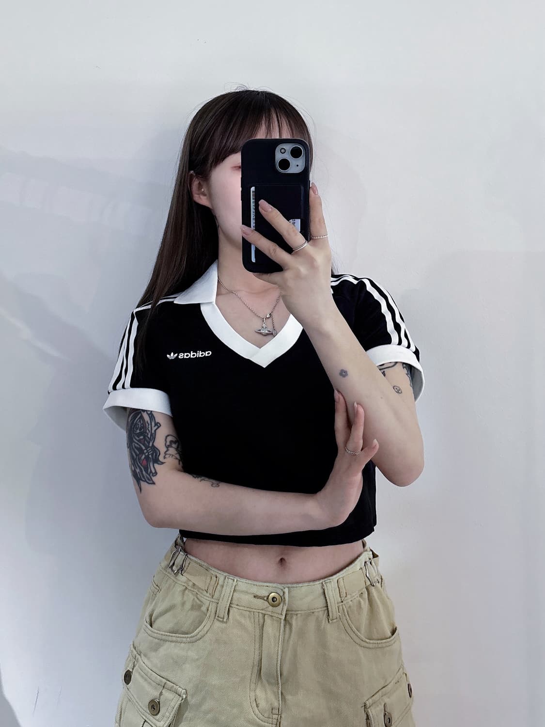 아디다스 풋볼 오픈카라 크롭 반팔 상품이미지2