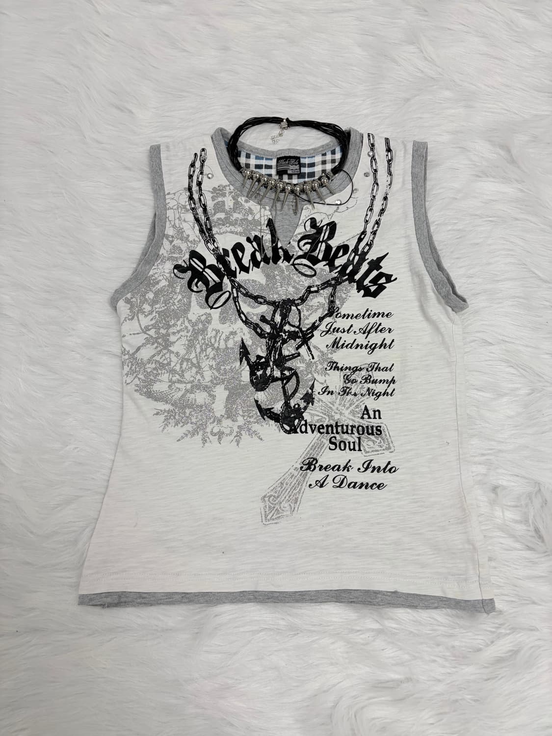 00s 갸루펑크 나시 + 아일렛 벨벳 후드 상품이미지5