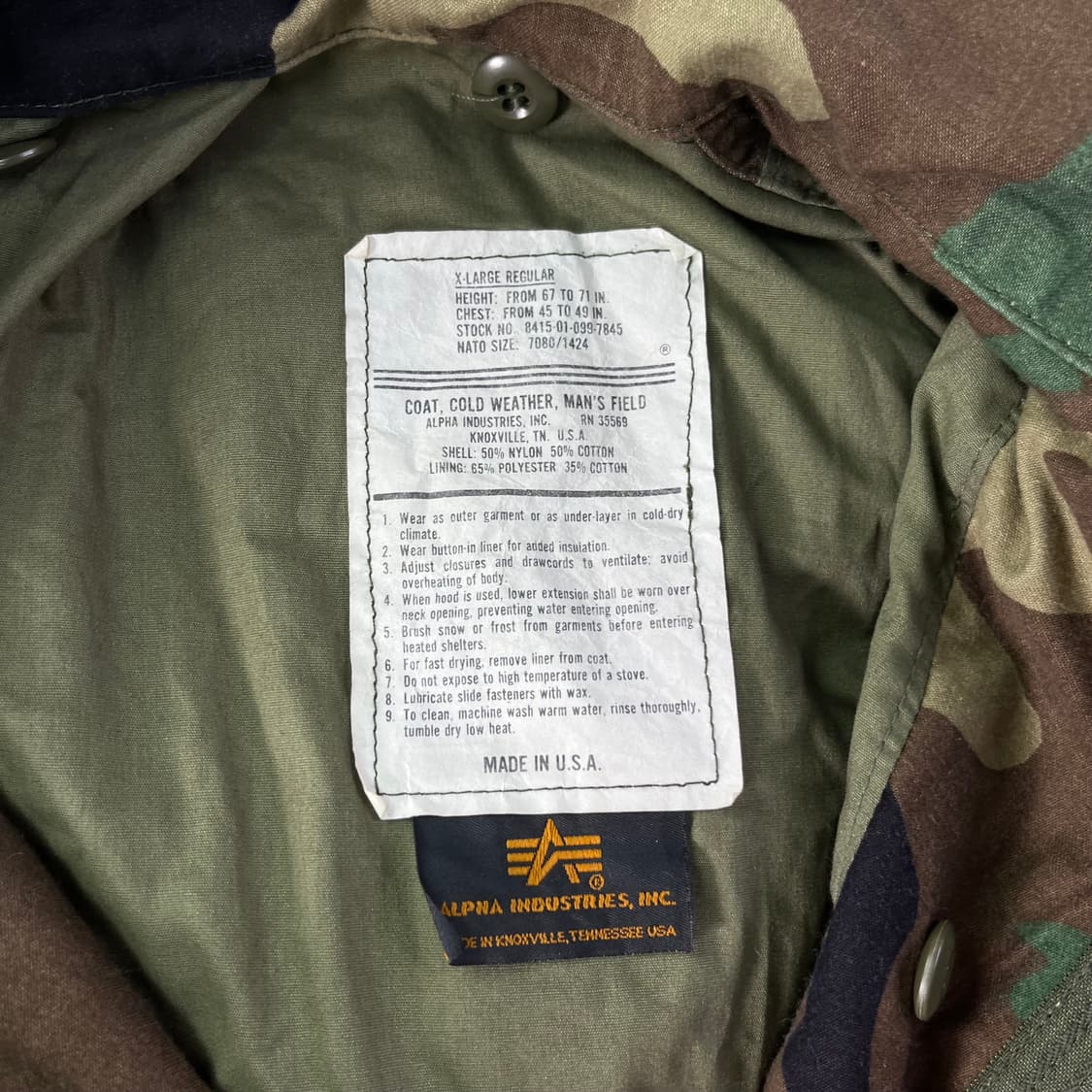 105 알파인더스트리 밀리터리 개구리 카모 야상 자켓 상품이미지4