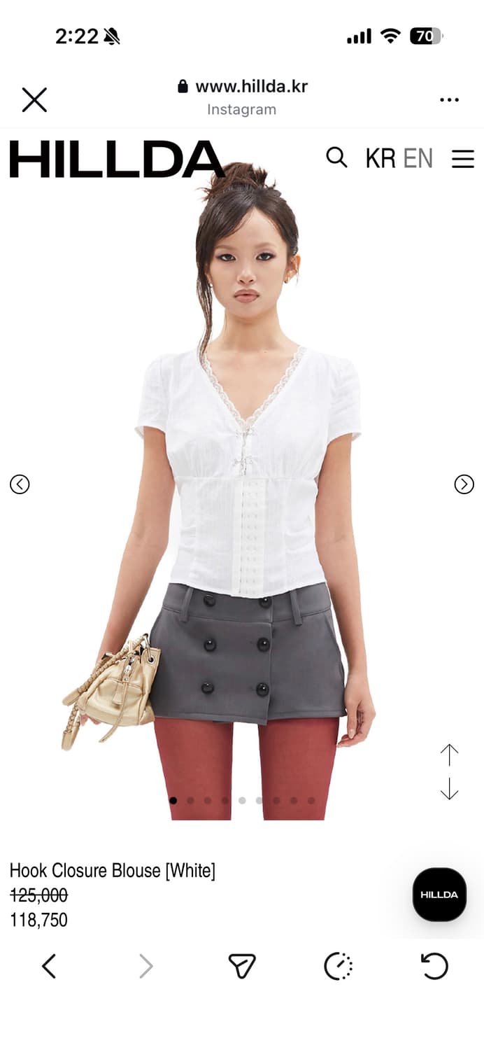 힐다 후크 블라우스 화이트 m 상품이미지1