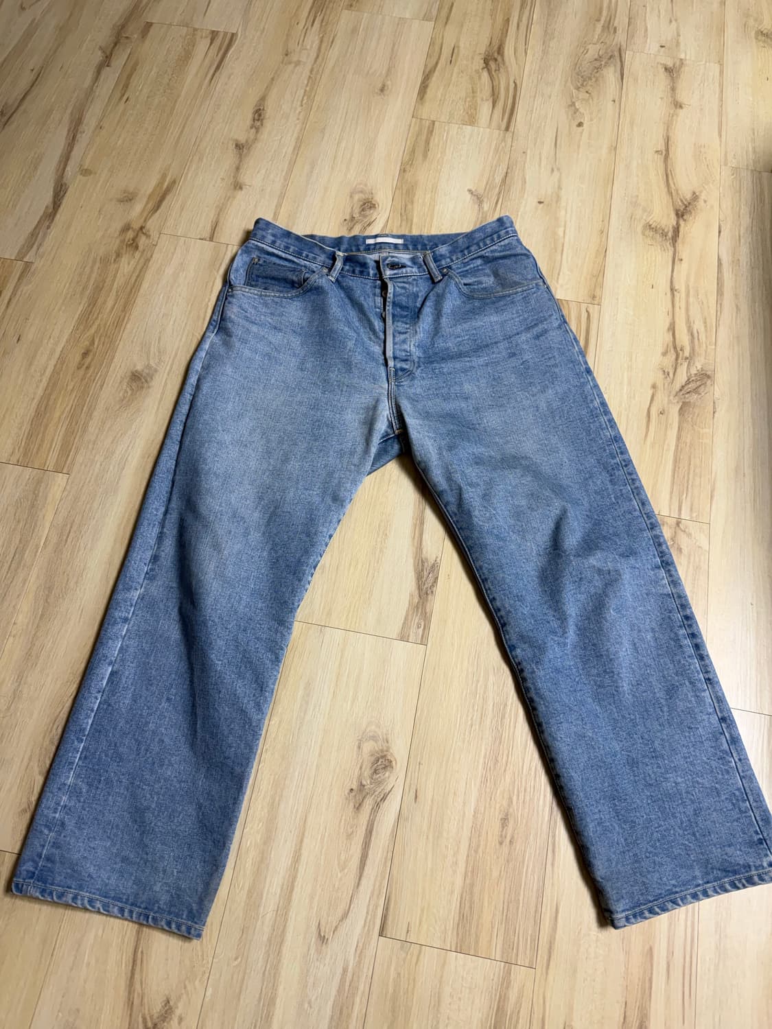 하츠키 와이드 테이퍼드 데님 아이스 블루 상품이미지1