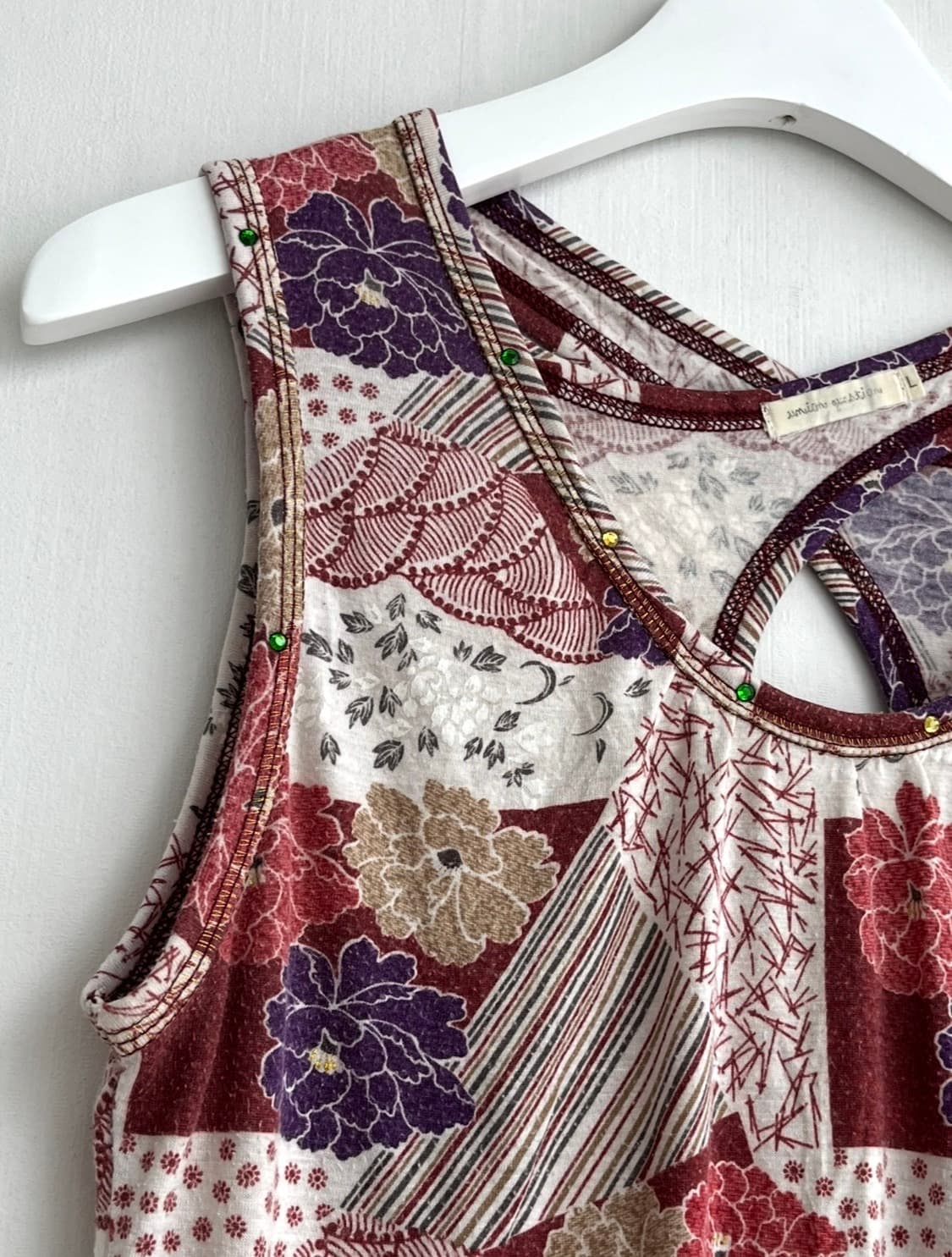 기모노 플라워 패치 큐빅 슬리브리스 상품이미지4