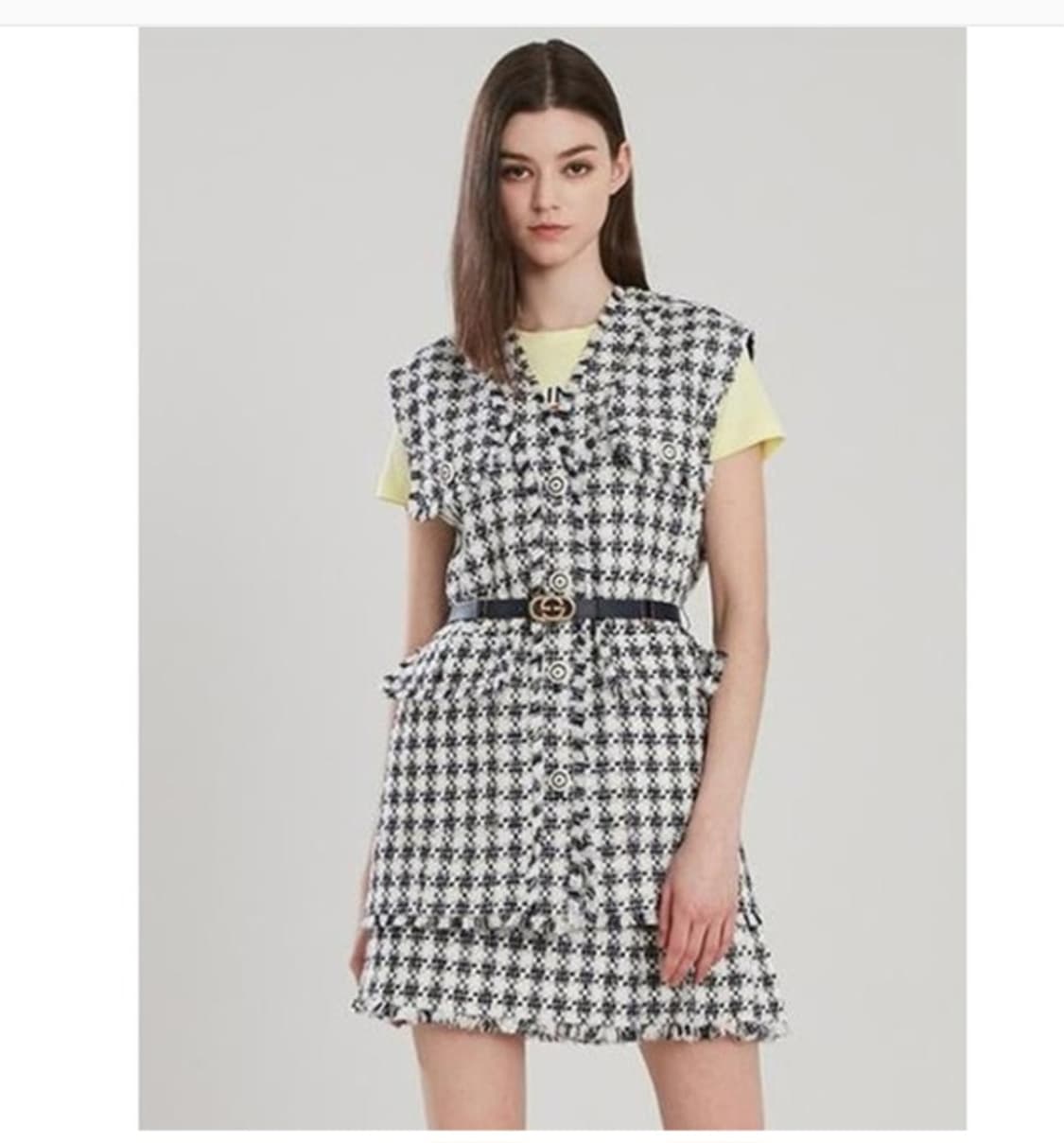 (새상품)에고이스트 포켓 트위드 롱베스트 상품이미지6