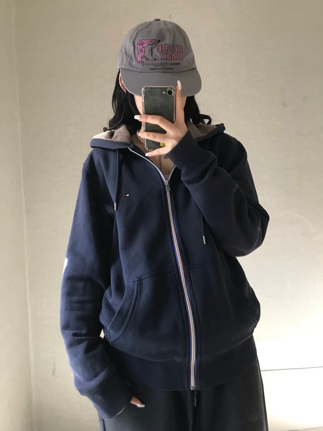 타미힐피거 네이비 퍼 후드집업 상품이미지3