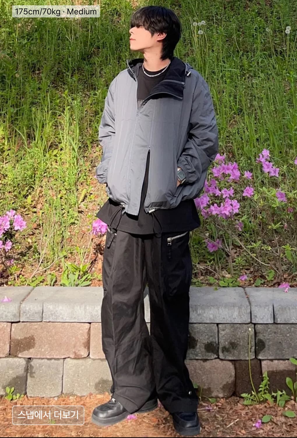 이에이 X 짱구대디 ANGLE CARGO PANTS Black  (M) 상품이미지3