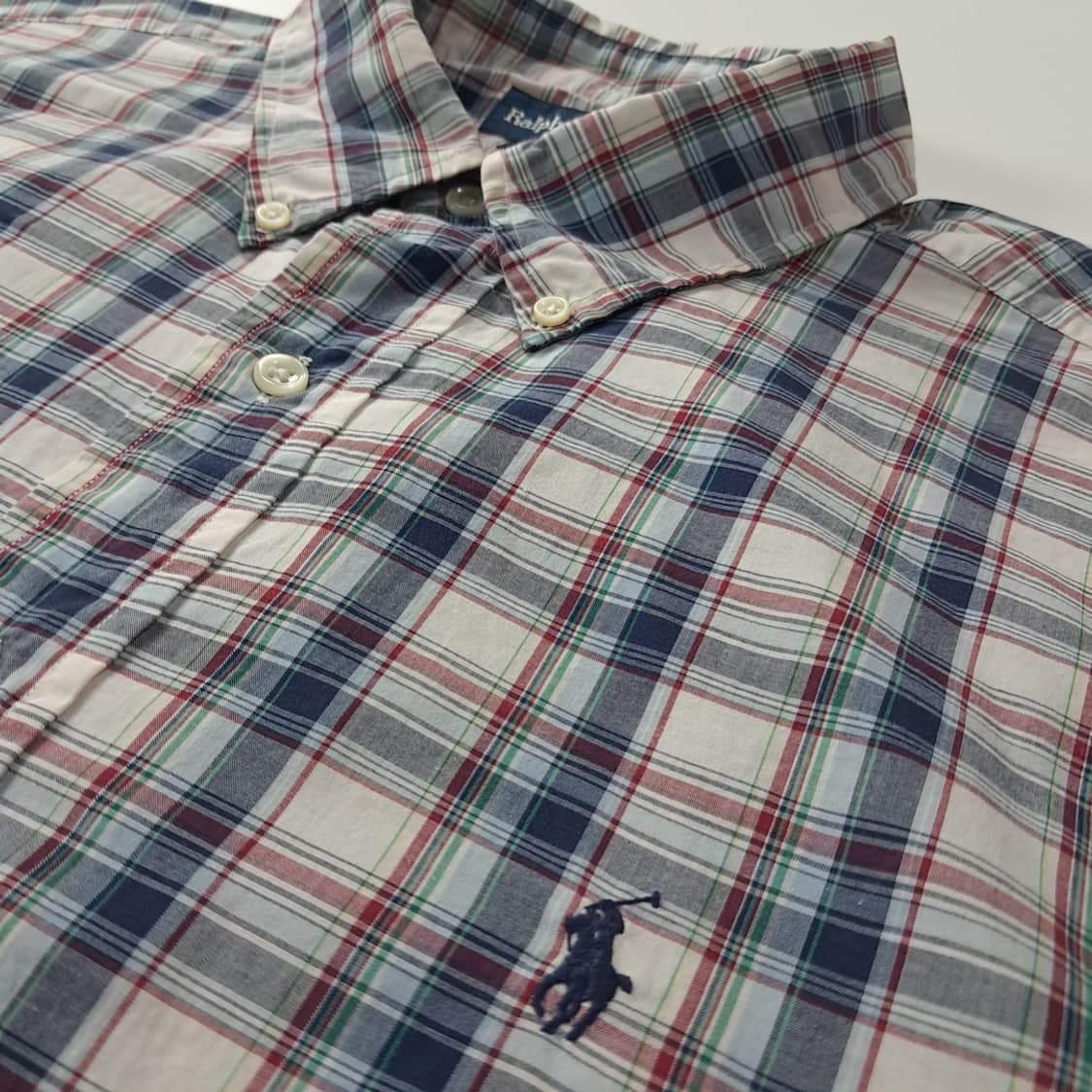 CK456 XL 폴로 90s 클래식 타탄 체크 반팔 셔츠 남방 상품이미지4