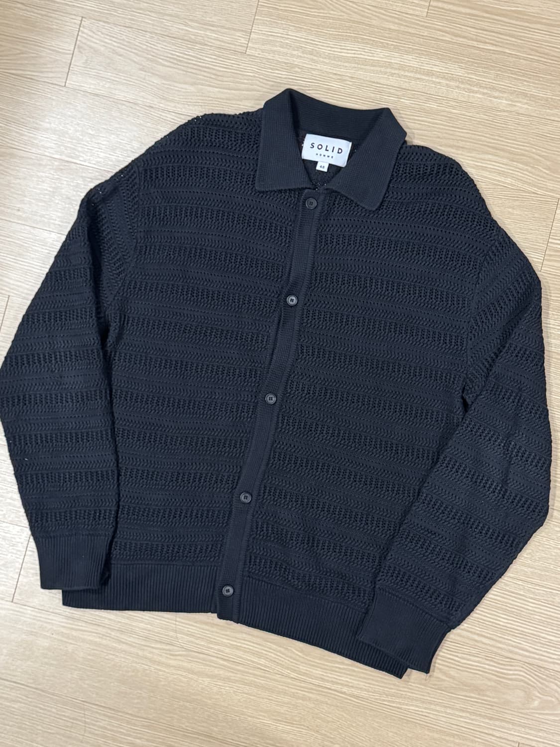 [48] 솔리드옴므 24SS 메쉬 가디건 블랙 상품이미지1