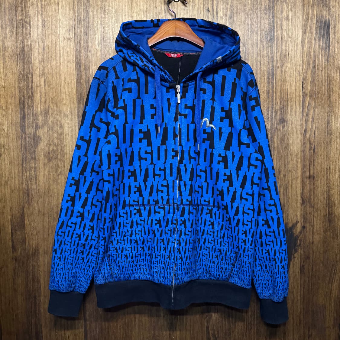 EVISU full logo blue hoodie zip jacket 상품이미지2