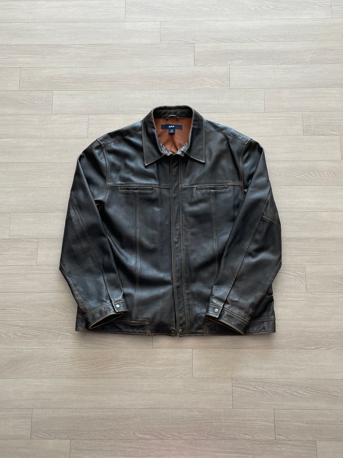 90s 올드갭 레더 자켓 gap 브라운 상품이미지1
