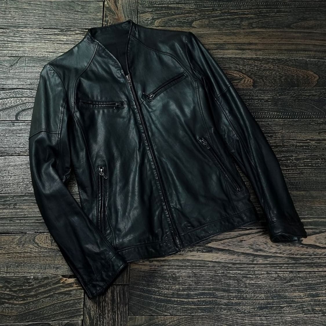 [셸락] 재팬 리얼 고트 스킨 슬림핏 고딕 가죽 자켓 블랙 M17844 상품이미지1