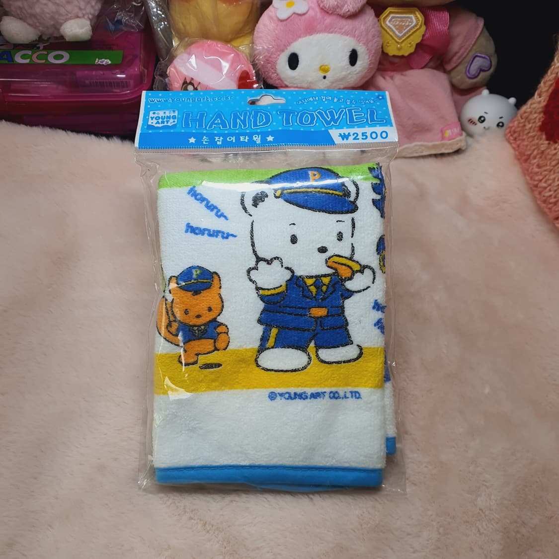 미개봉) 고전 영아트 푸키 경찰 손잡이 타월 캐릭터 손수건 핸드 타올 상품이미지1