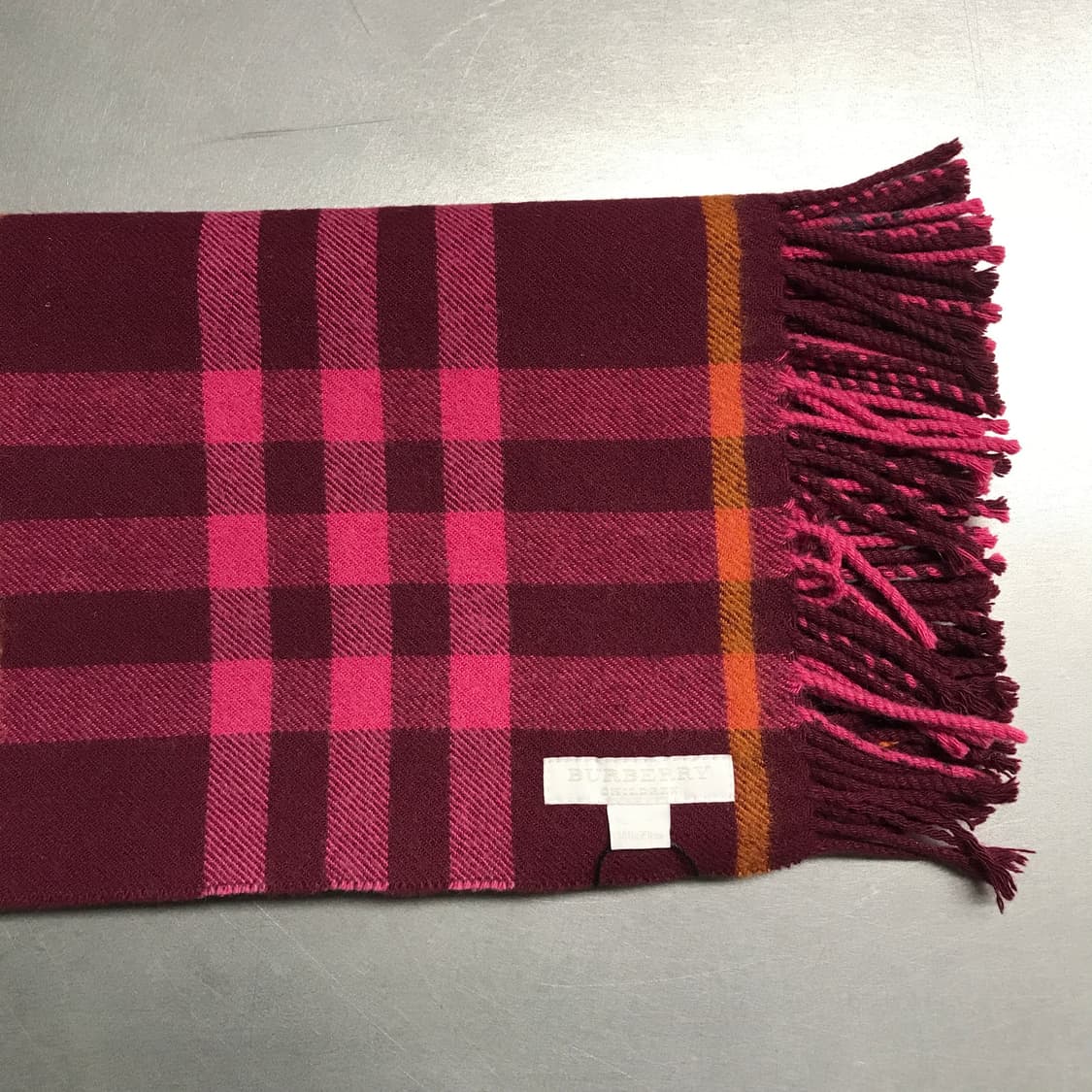 버버리 정품 캐시미어 머플러 버건디 상품이미지3