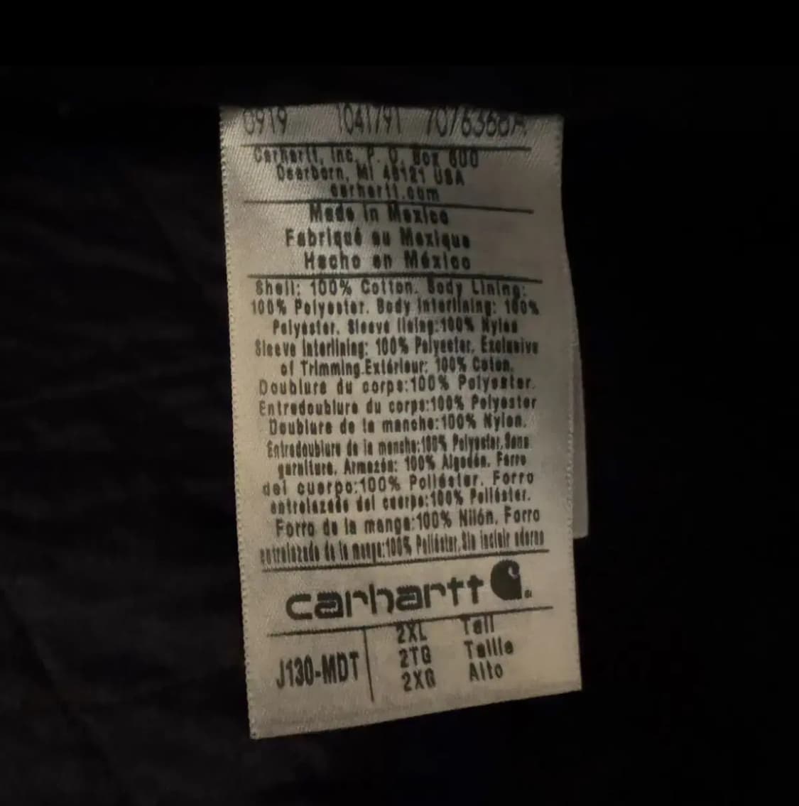 칼하트 J130 MDT 미드나잇네이비 단종구형 2XL tall 택달린새제 상품이미지5