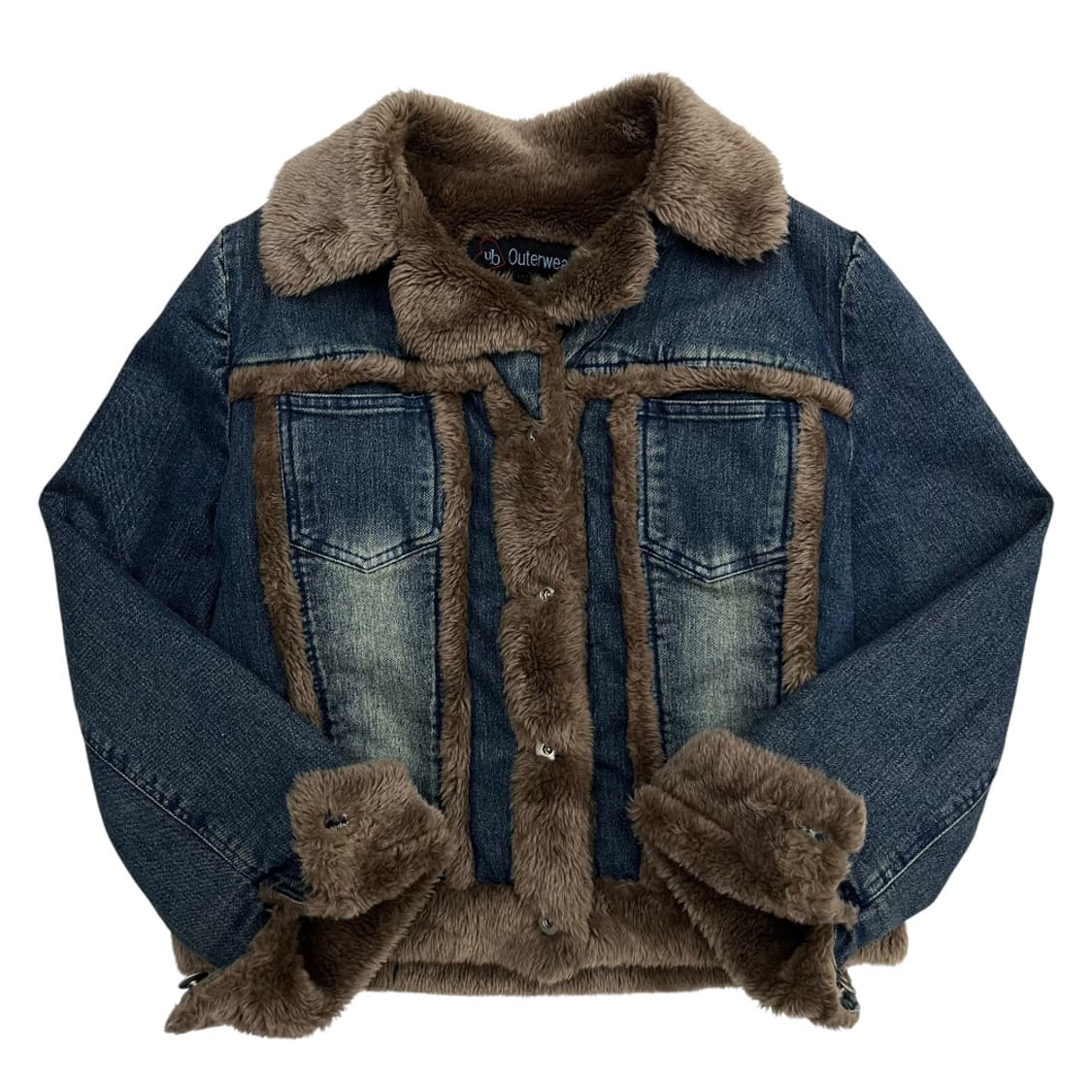 빈티지 브라운 퍼 데님 자켓 L 상품이미지4