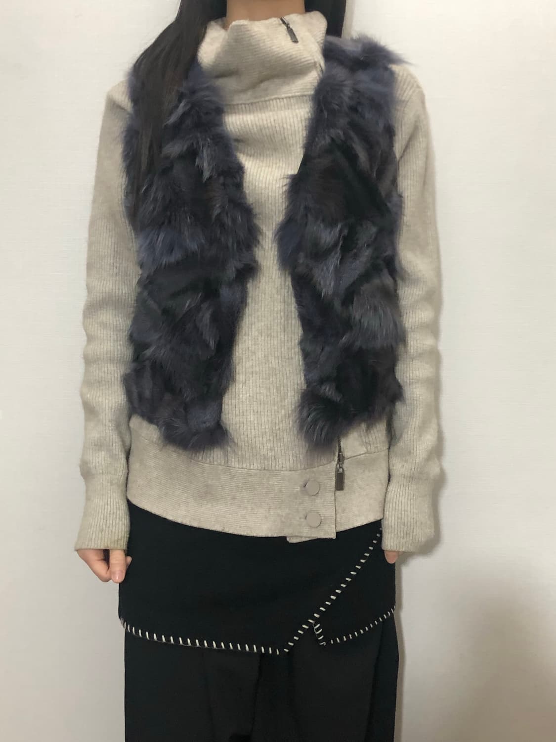 빈티지 퍼플 래빗 퍼 베스트 상품이미지1