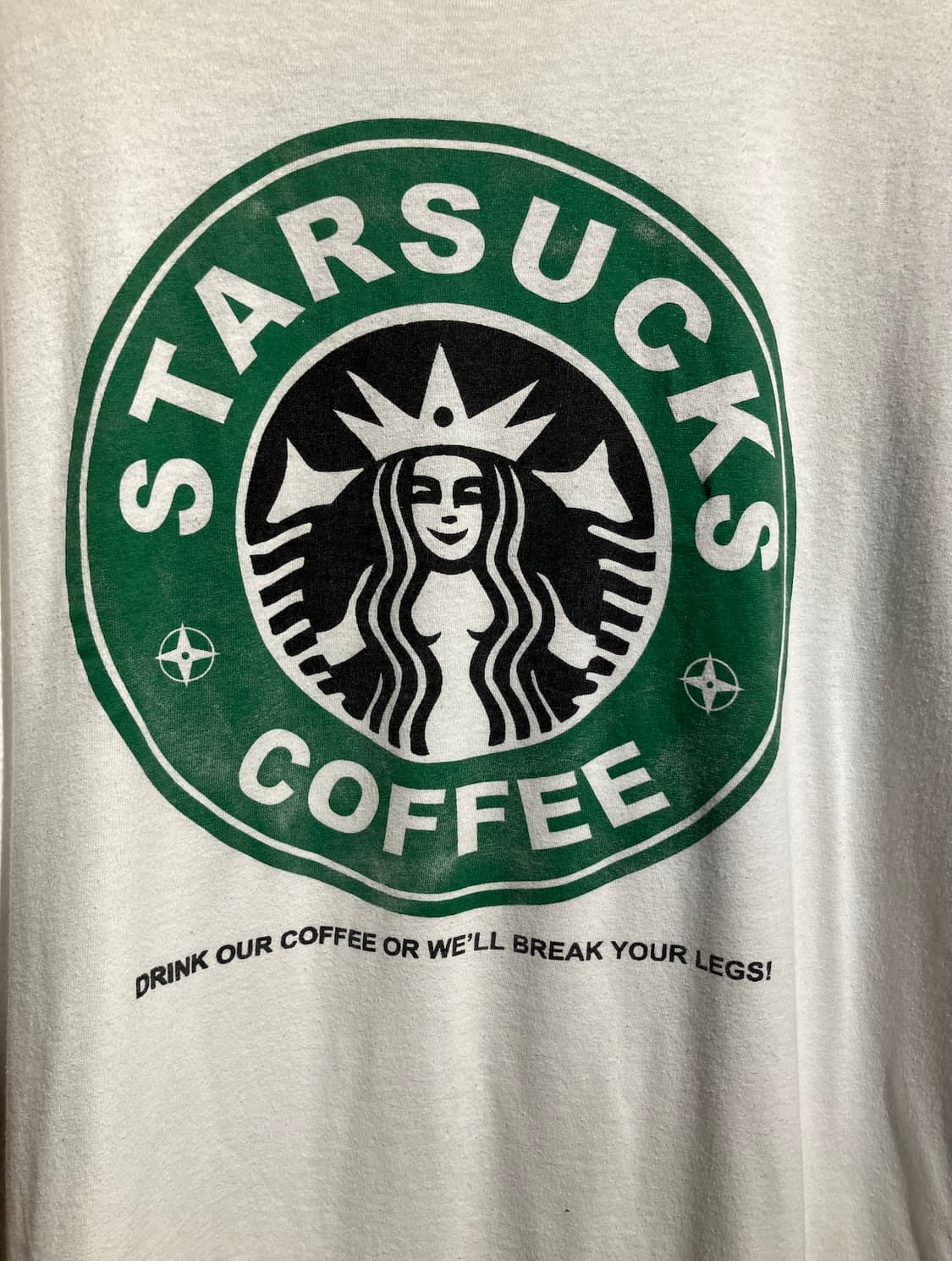 90s USA 빈티지 스타벅스 패러디 반팔 티셔츠 상품이미지3