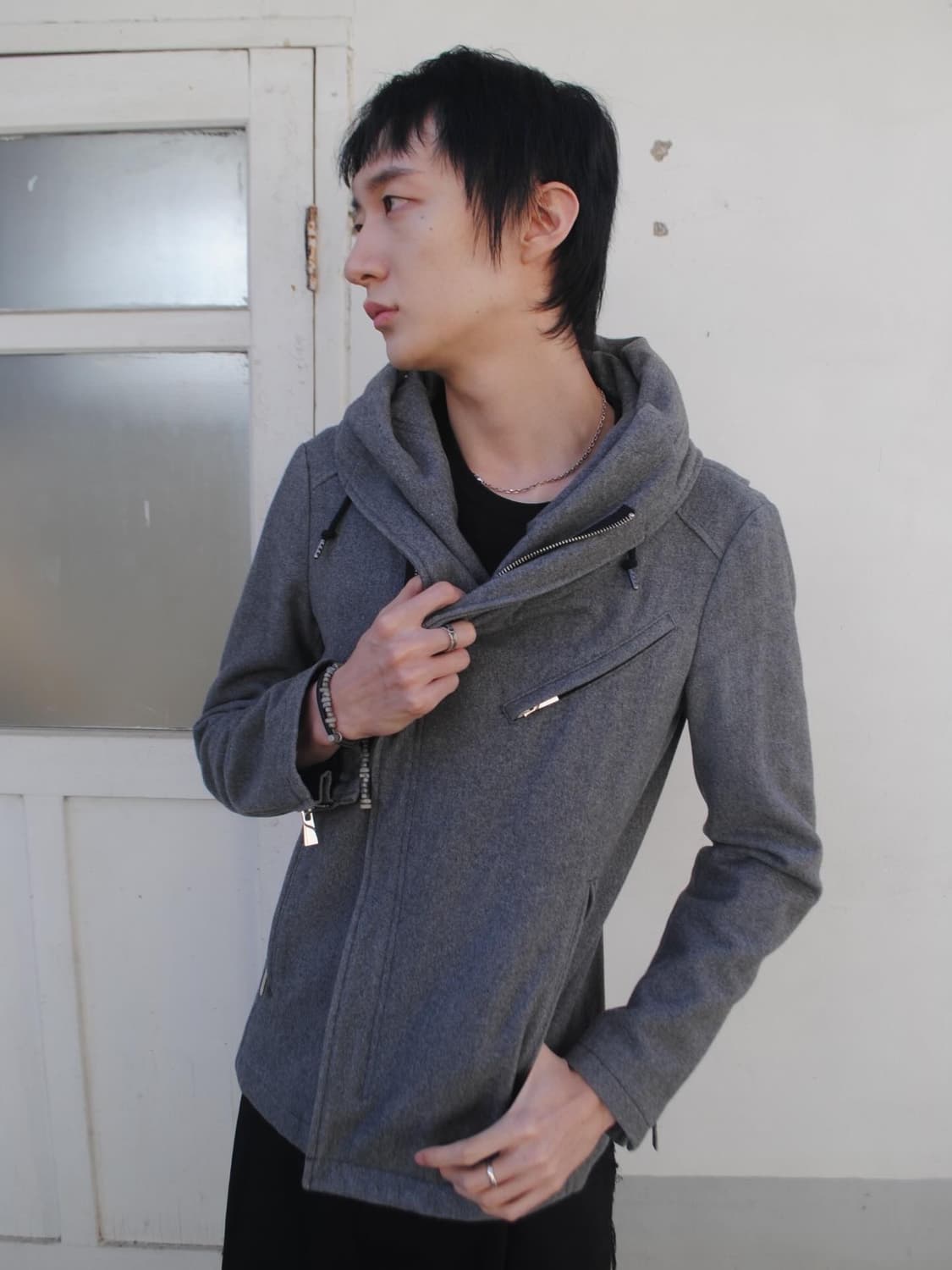 2000s 캐서린 햄넷 비대칭 후드 자켓 상품이미지1