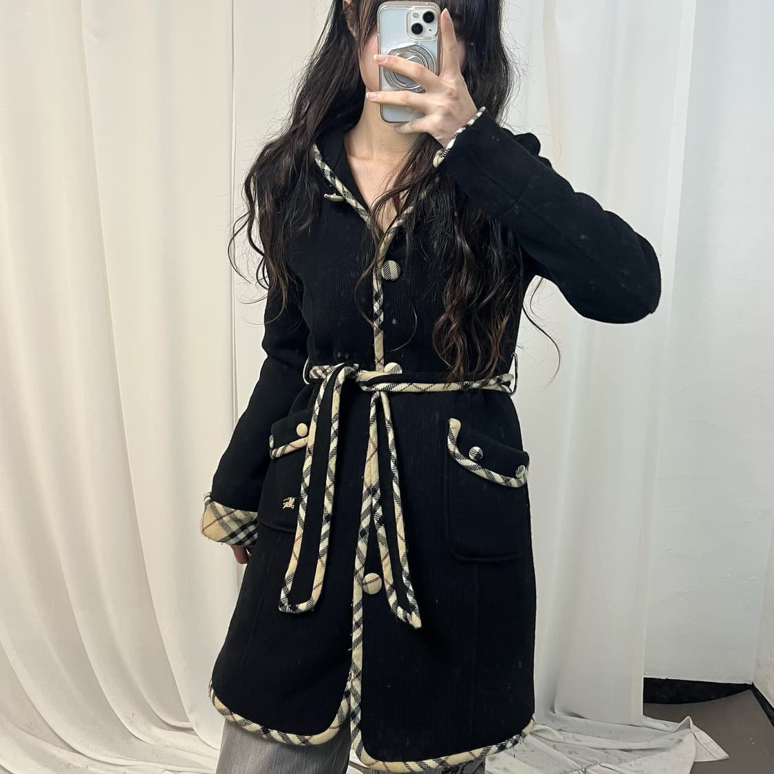 Burberry Nova Check Knit Hooded Coat 상품이미지1