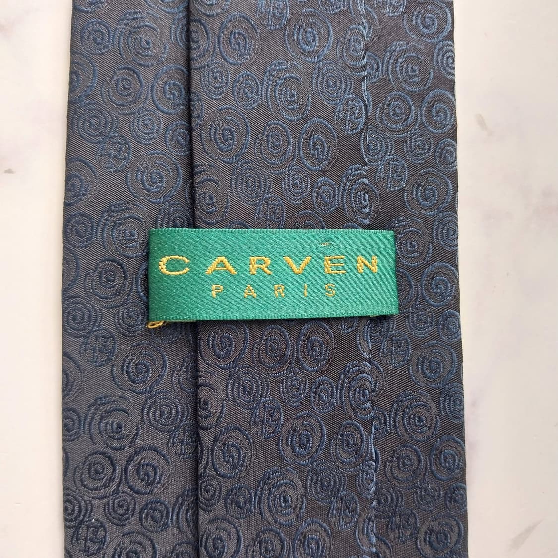까르뱅 실크 네이비 소용돌이 자카드 넥타이 9.4cm A+등급 K2106 상품이미지9