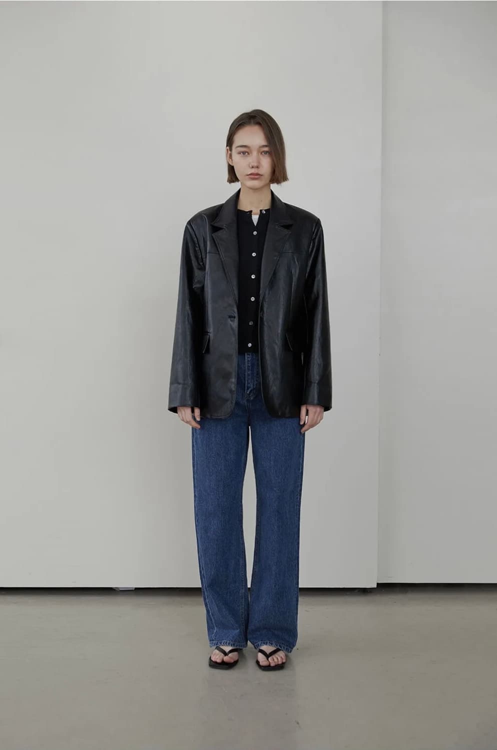 loose leather jacket (black) 상품이미지2