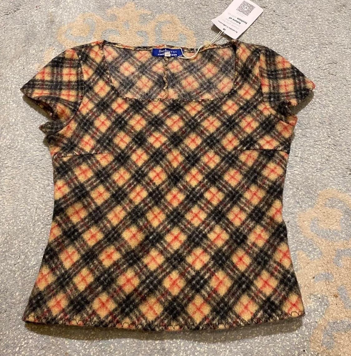 [Burberry Blue Label] 버버리 울 체크 크롭 탑 상품이미지1
