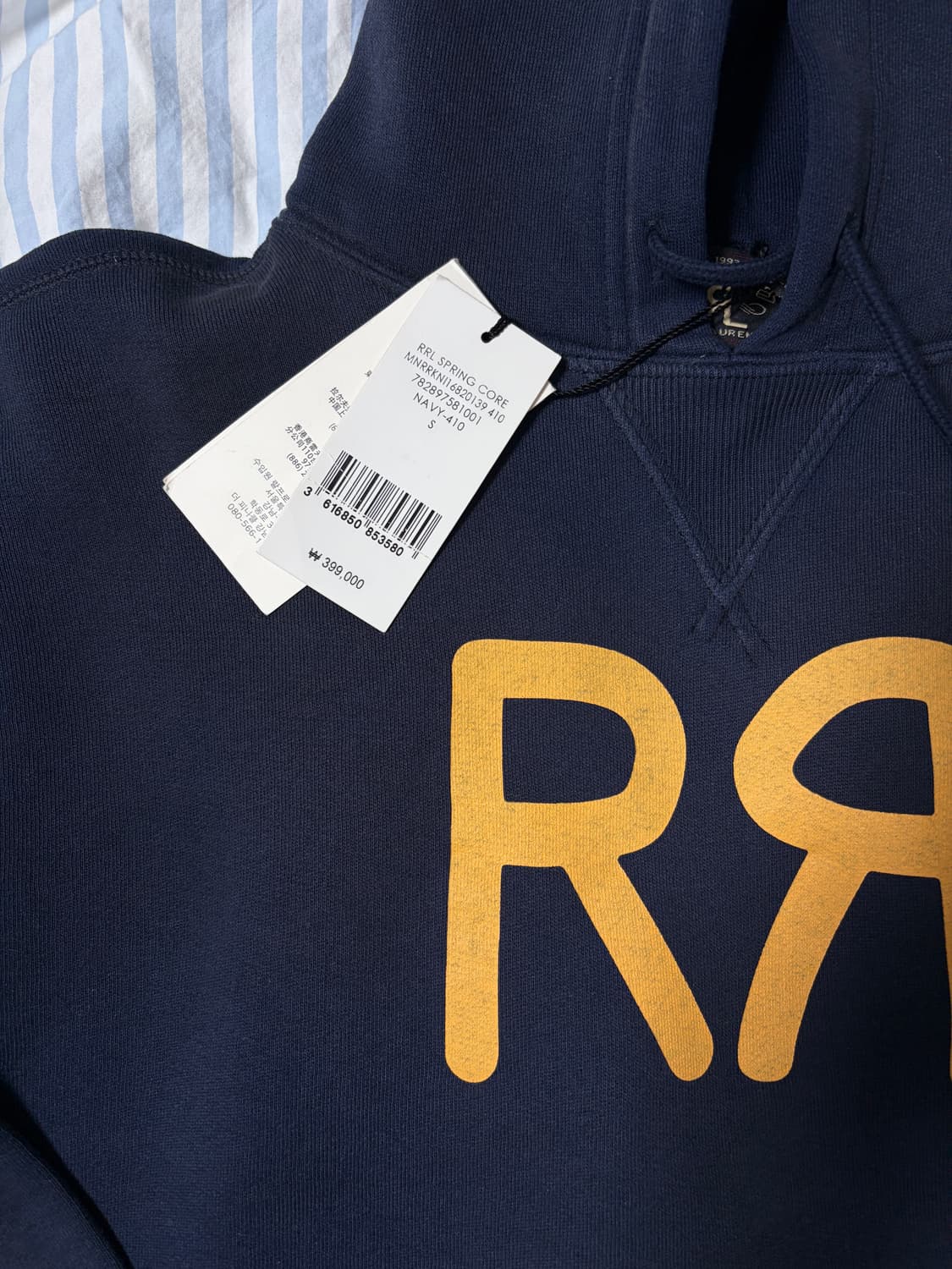 RRL 더블알엘 로고 플리스 후드 (새상품/네이비/S) 상품이미지2