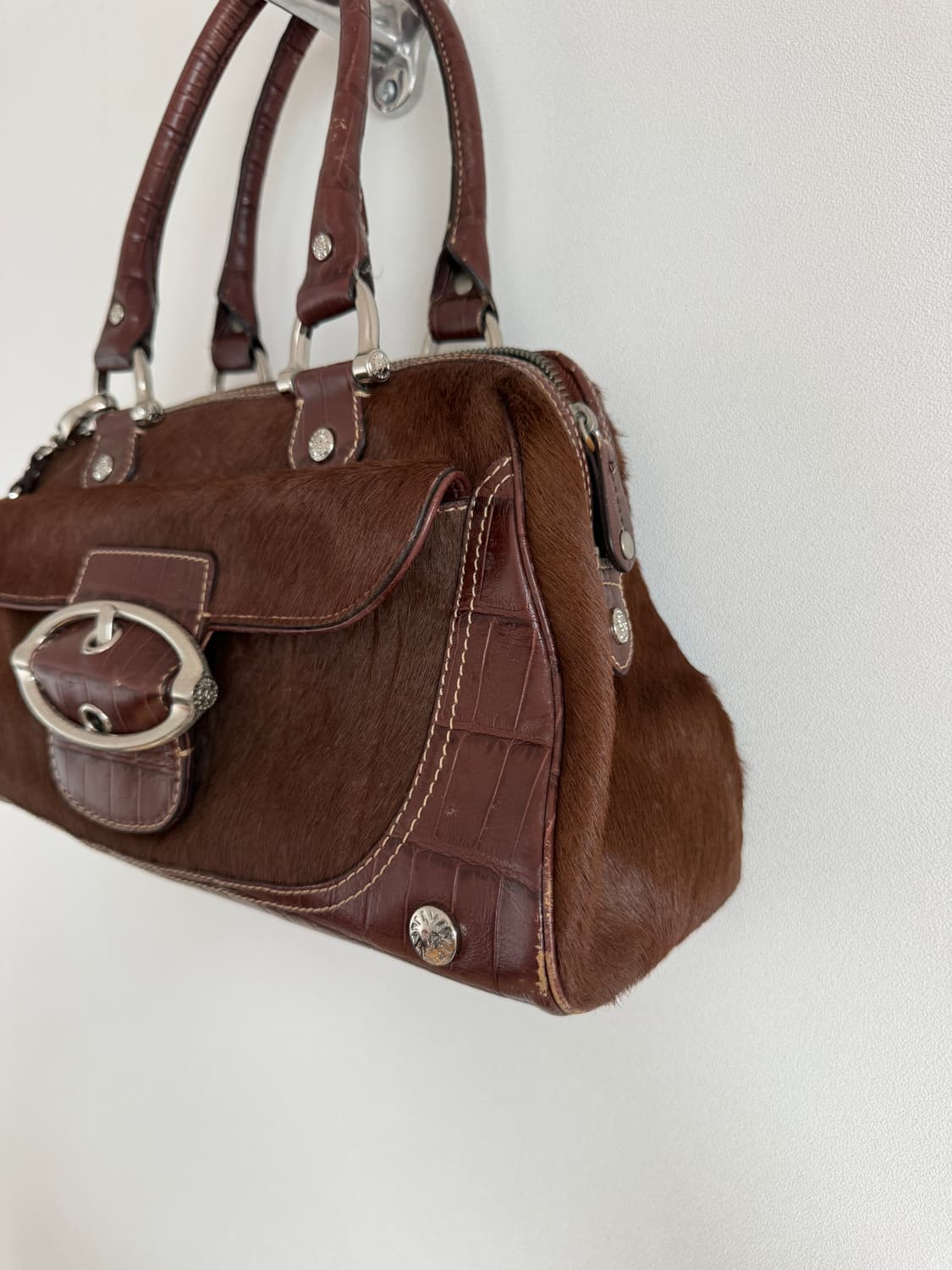 앤클라인(Anne Klein) Y2K 레더&송치 토트백 상품이미지5