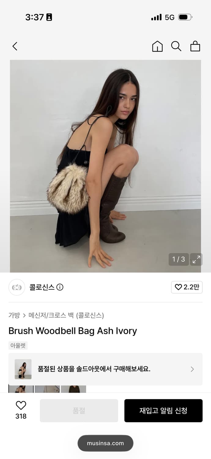 Colocynth) Brush Woodbell Bag Ash Ivory 상품이미지1