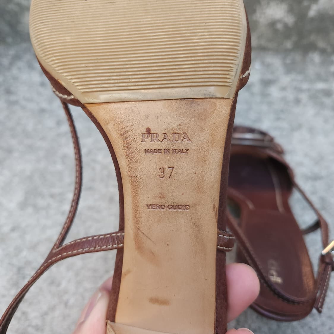 [37] Prada 브라운 다임 말론 레더 샌들 슈즈 (240) 상품이미지7