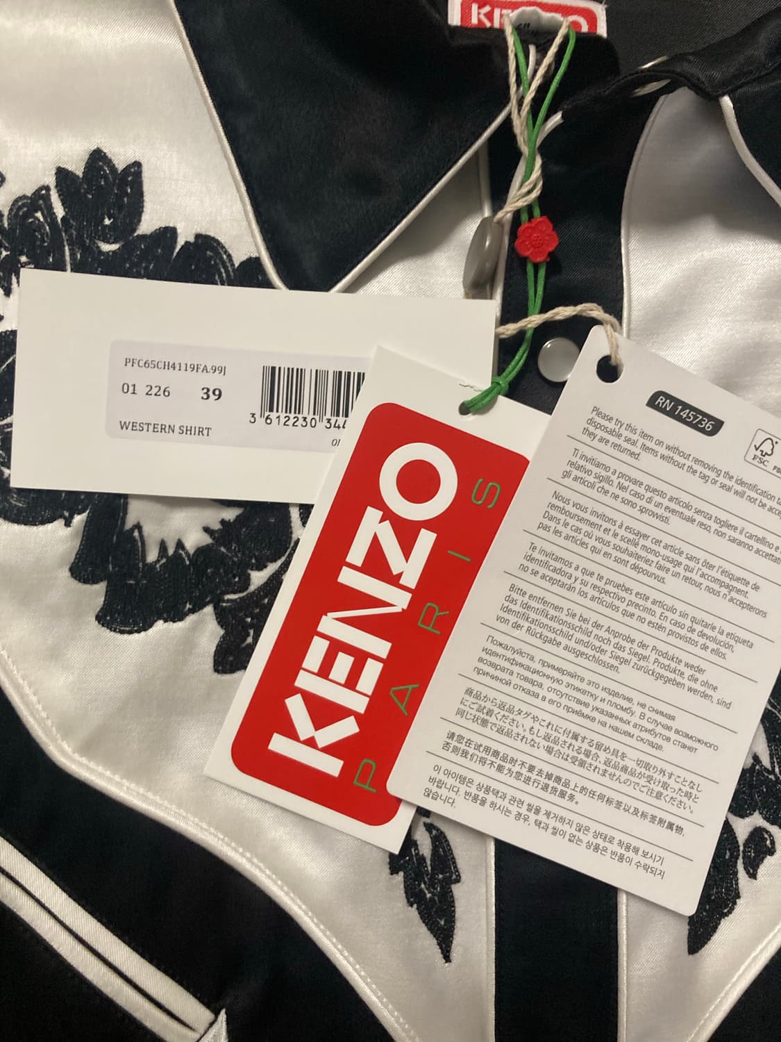 겐조 플라워 자수 웨스턴 셔츠 블랙 39 팝니다 상품이미지4