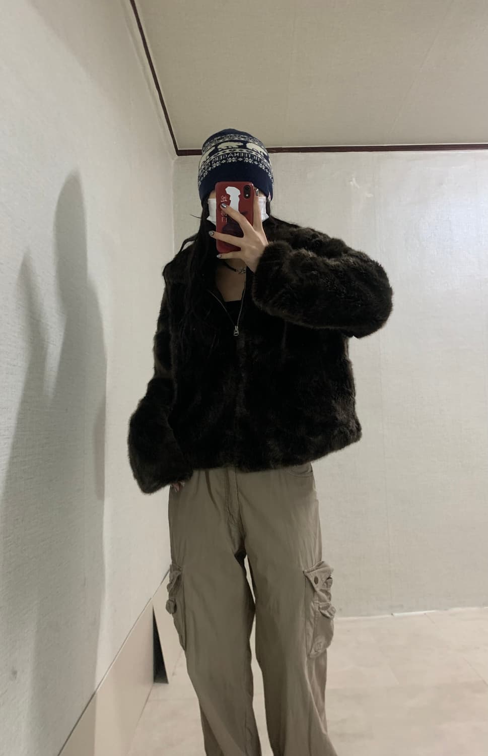 brown fur zip-up jacket 상품이미지4