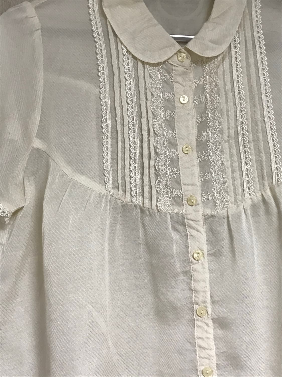 오월 빈티지 모리걸 크림 레이스 홍콩 블라우스 상품이미지2