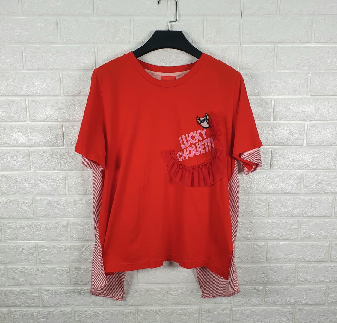 [55]럭키슈에뜨 스트라이프 배색 백타이 티셔츠 상품이미지2