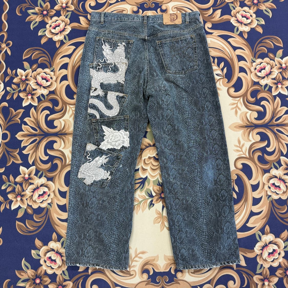 (40)JPN 카라쿠리 오리엔탈 용자수 데님팬츠 상품이미지6