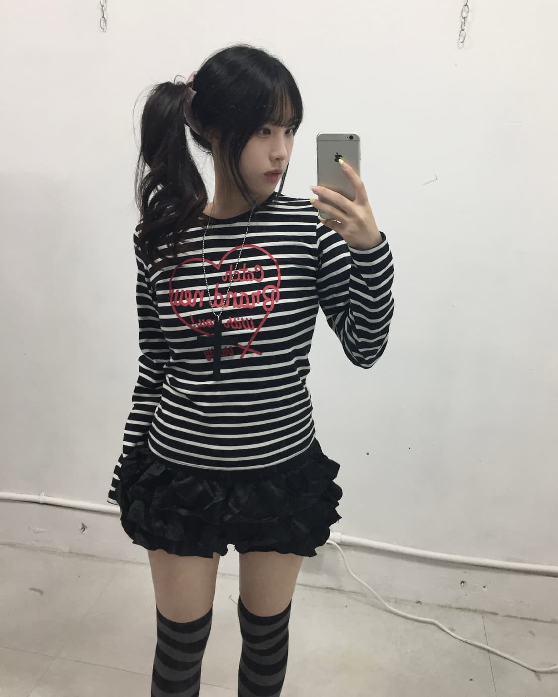 [VANITY VANILLA] 러블리 스트라이프 하트 슬리브리스 상품이미지1
