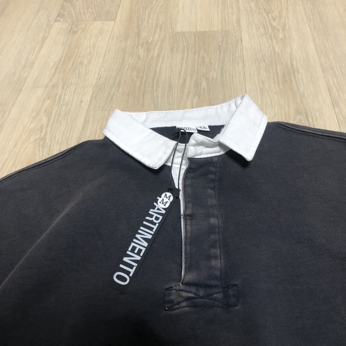 (M) 새상품 파르티멘토 2year 워시 럭비 스웨트 셔츠 다크 네이비 상품이미지3