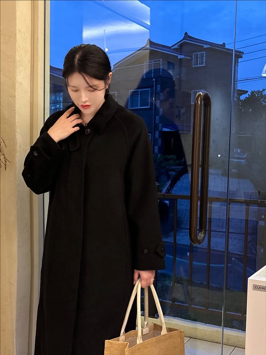 (새상품) 미케네 다비 핸드메이드 울 발마칸 코트 블랙 1사이즈 상품이미지3