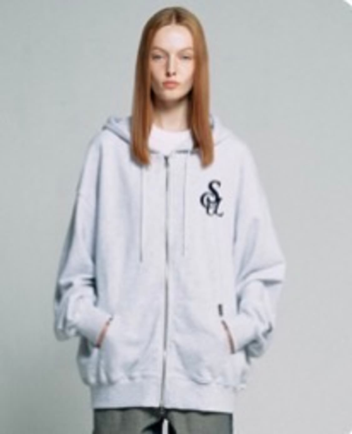 스컬프터 화이트멜란지 후드집업 상품이미지1