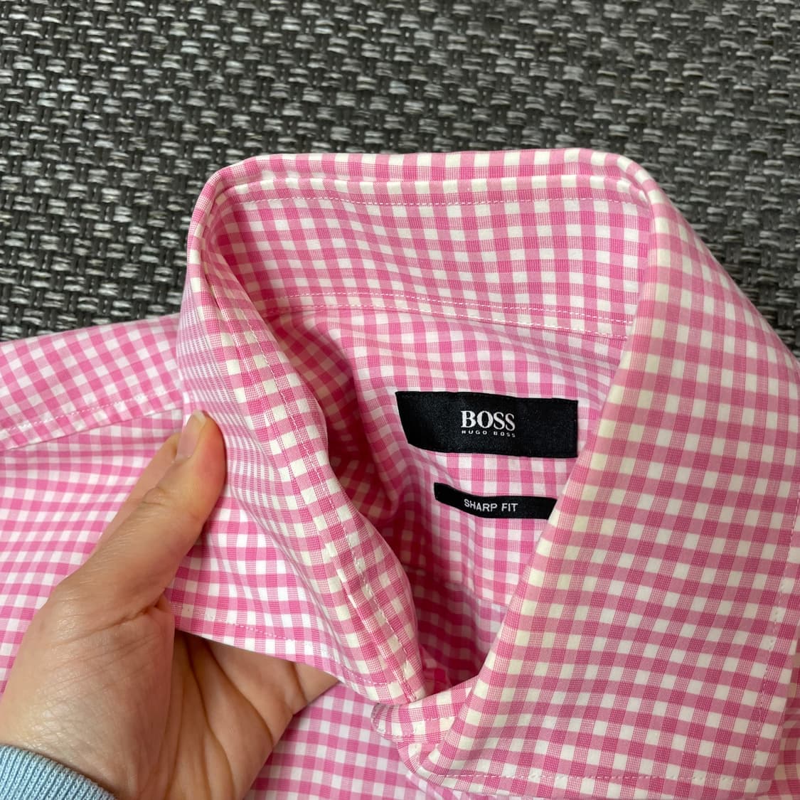 BOSS 휴고보스 핑크 깅엄체크 샤프핏 긴팔 셔츠 상품이미지4