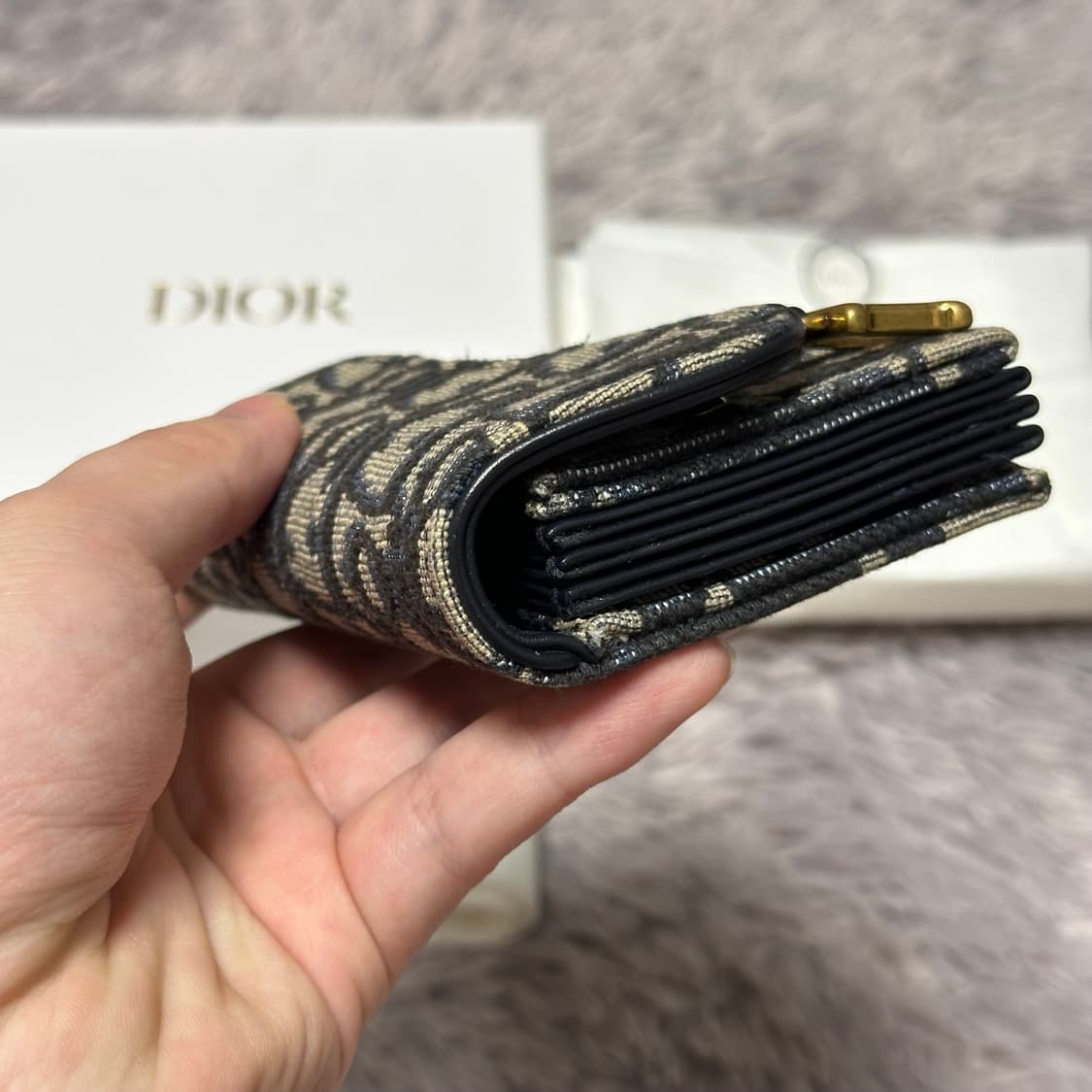 [풀구성] 디올 오블리크 새들 아코디언 카드지갑 베이지 상품이미지9
