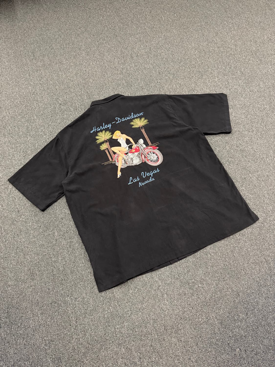 2XL) 할리데이비슨 빈티지 네바다 자수 반팔 셔츠 상품이미지4