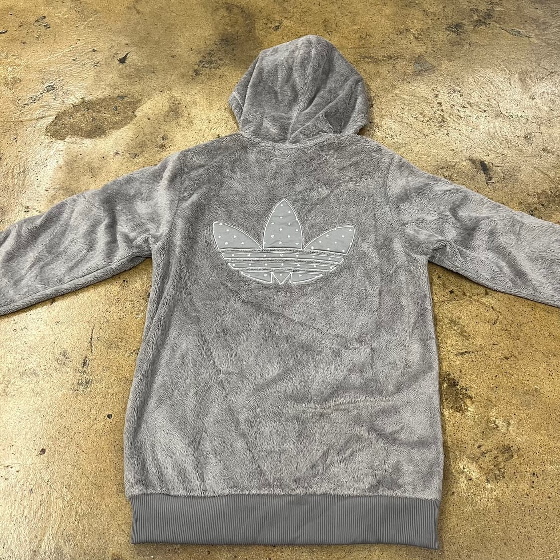 아디다스 그레이 백로고 후리스 후드집업 90 상품이미지4