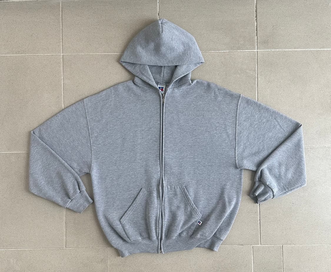 90s 빈티지 러셀 후드집업 그레이 XL 상품이미지1