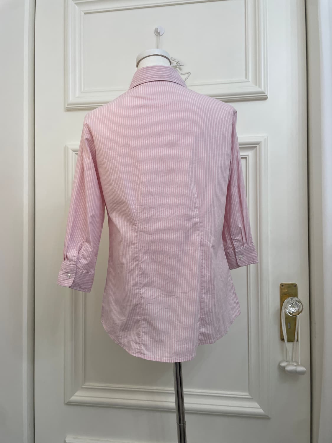 pink white stripe basic cotton shirt 상품이미지3