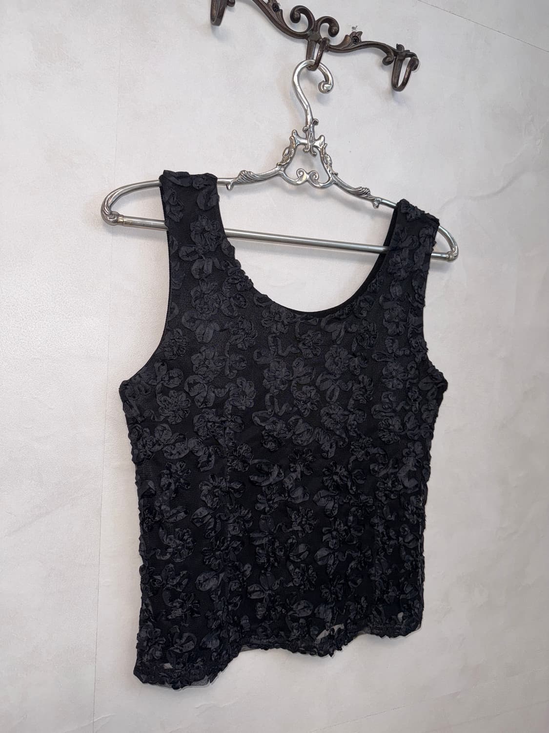 Black bohemian floral lace sleeveless 상품이미지2