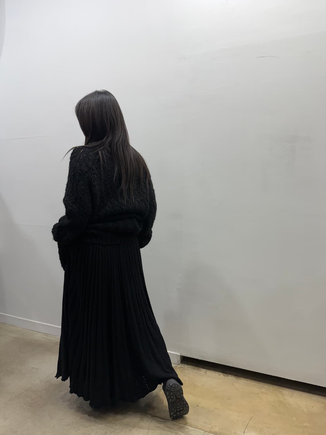 꼼데가르송 robe de chambre 울 플리츠 펀칭 롱 스커트 상품이미지5